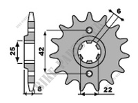 Front sprocket 14 th Honda XL250R 82 and 83, XL500S, XL500RC, XR500R 83 and 84, XR600R 1987 to 190